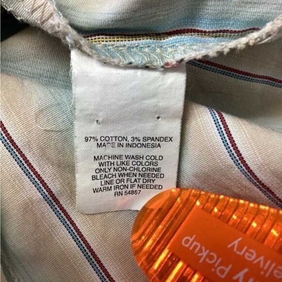 Express Design Studio Women’s Classic Fit Button Front Stripe Shirt, Tan, sz 0 - Picture 4 of 5